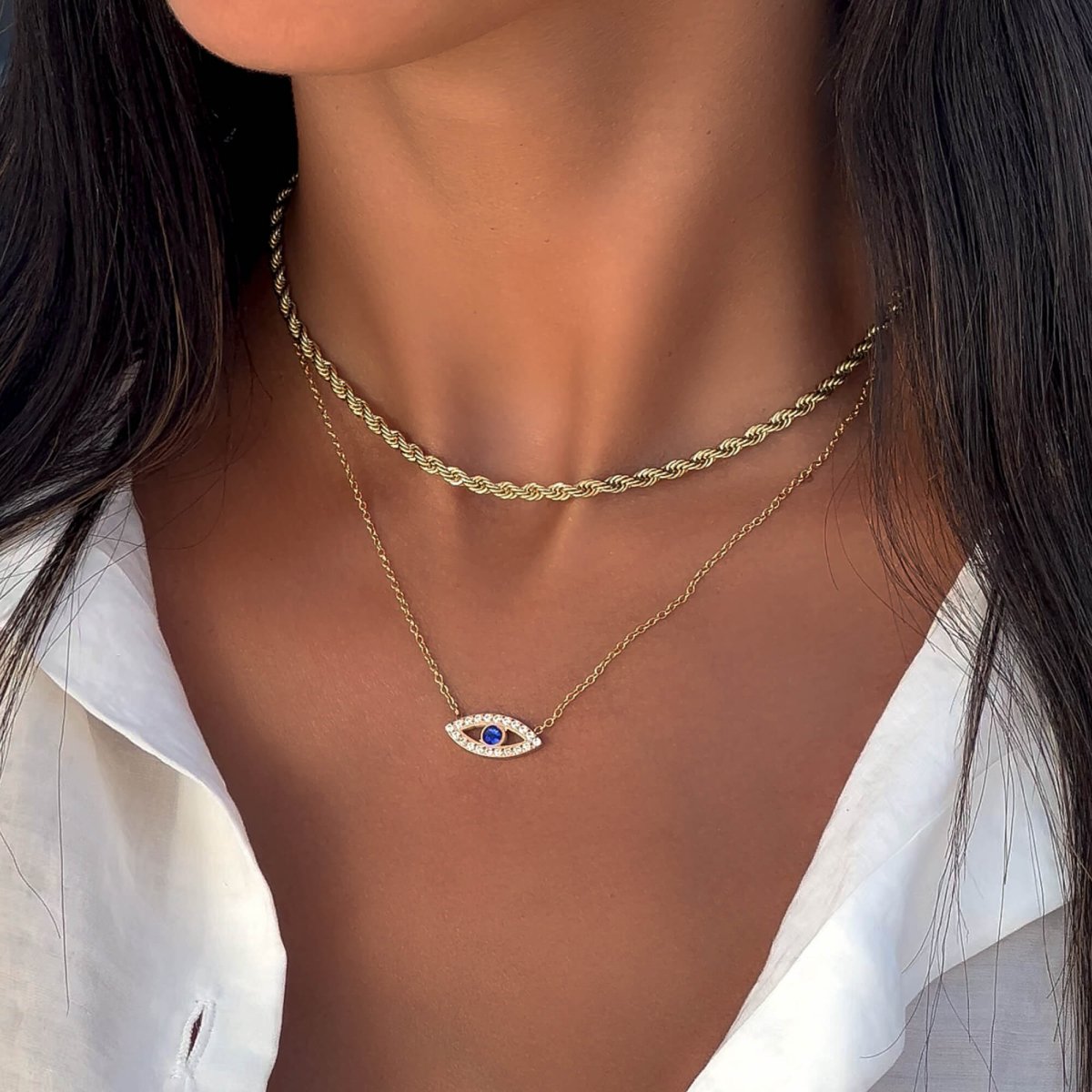 Rhea CZ Eye Necklace - ISMI JEWELS