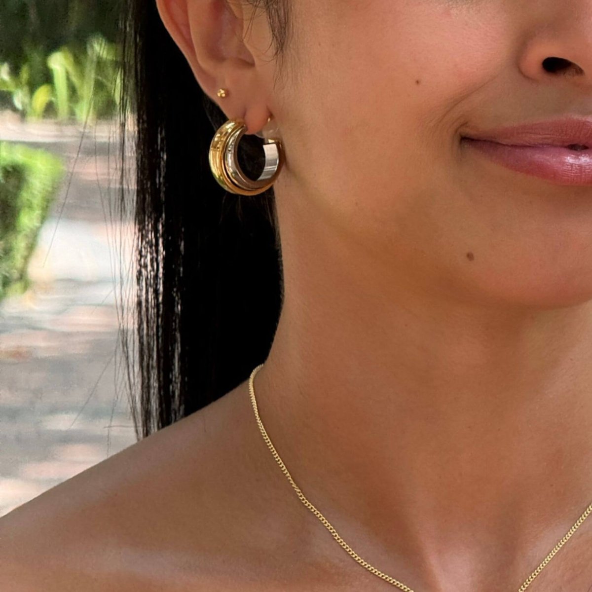 Rina Two Tone Earrings - ISMI JEWELS