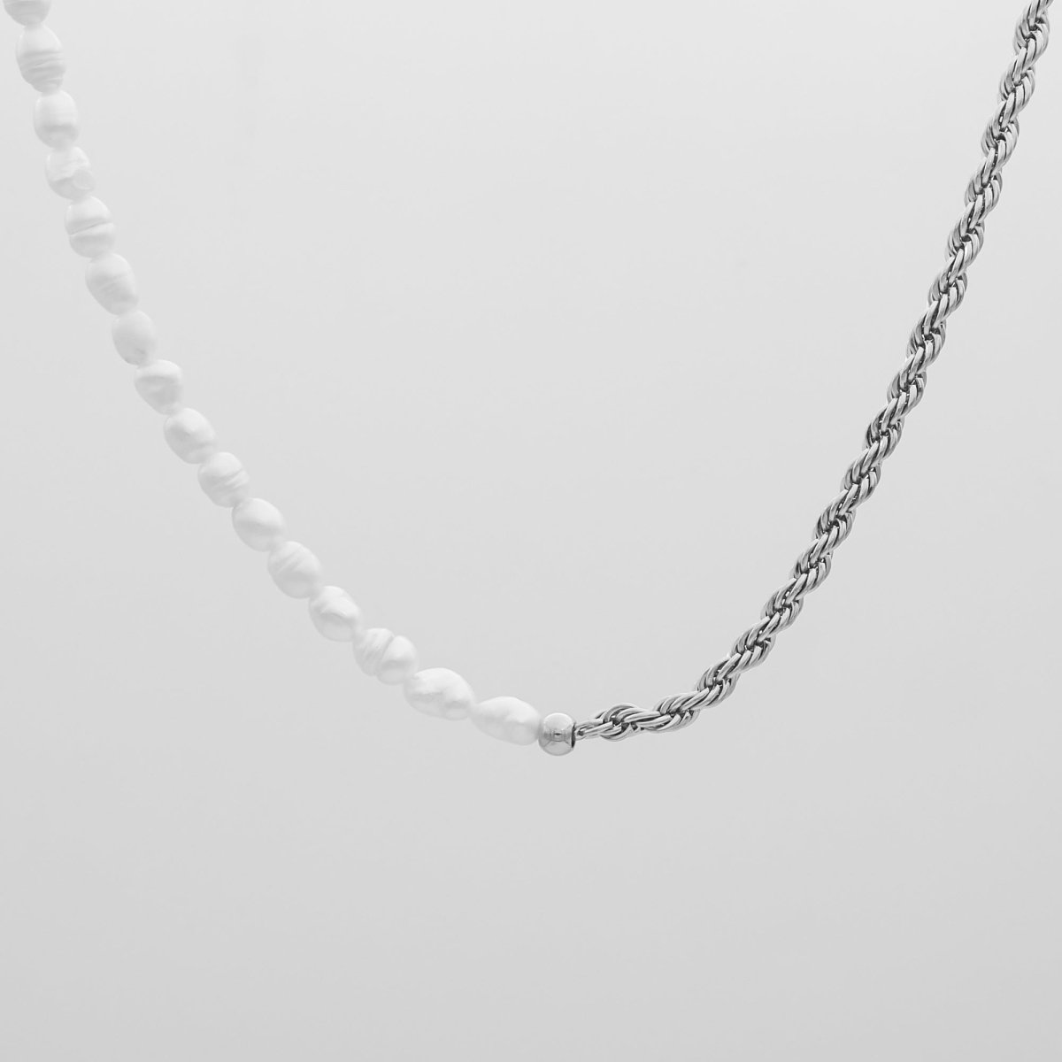 Rope and Pearl Chain Necklace - ISMI JEWELS