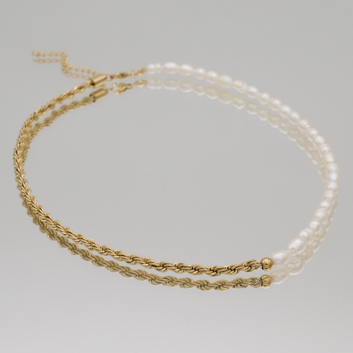 Rope and Pearl Chain Necklace - ISMI JEWELS