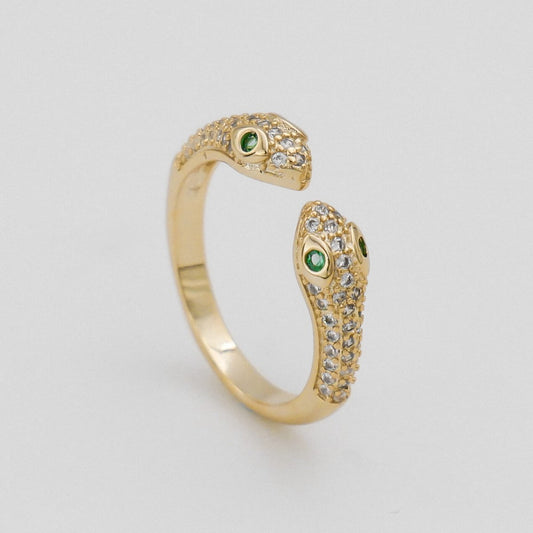Sadie Double Snake Head Ring - ISMI JEWELS