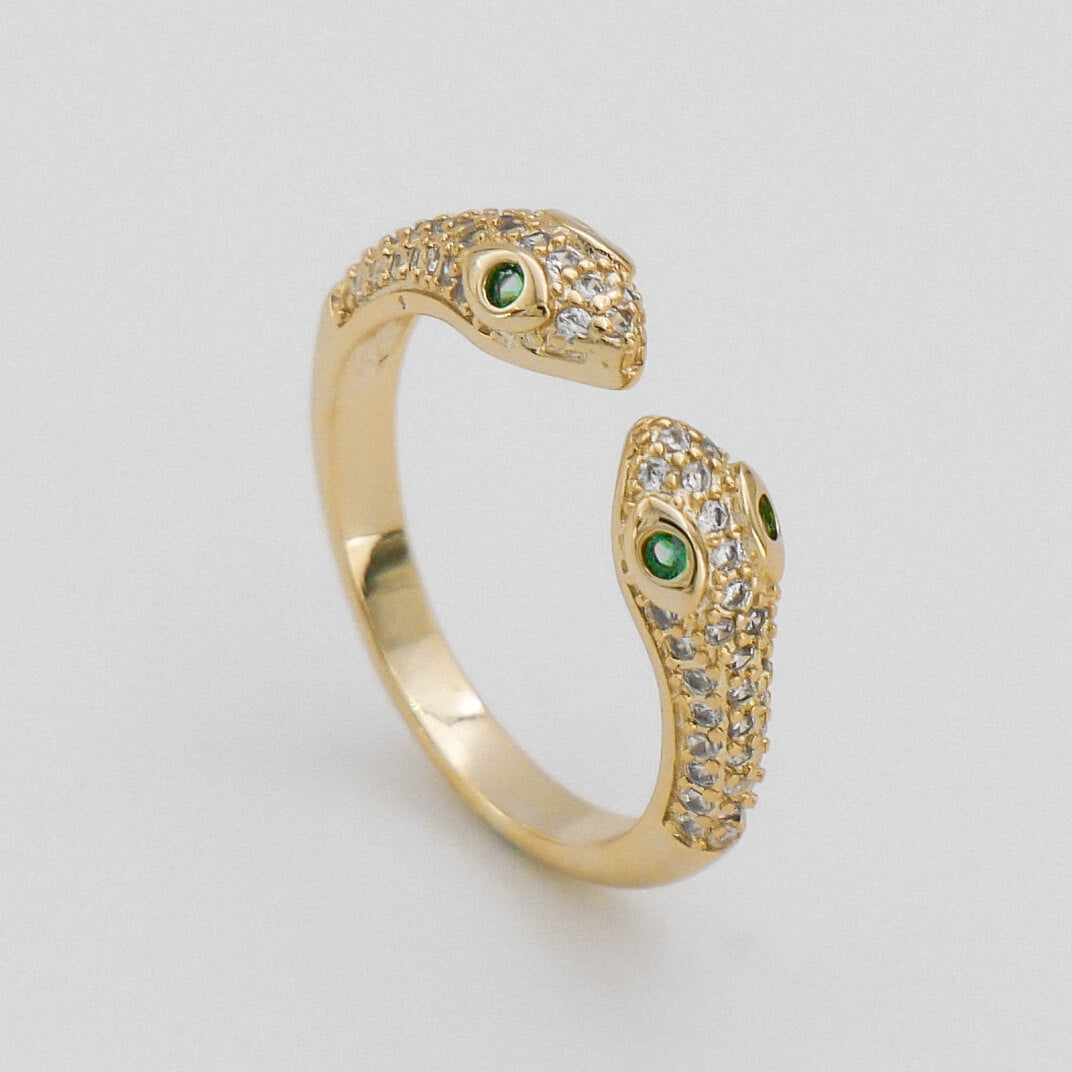 Sadie Double Snake Head Ring - ISMI JEWELS