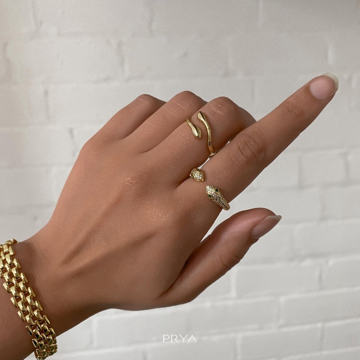 Sadie Double Snake Head Ring - ISMI JEWELS