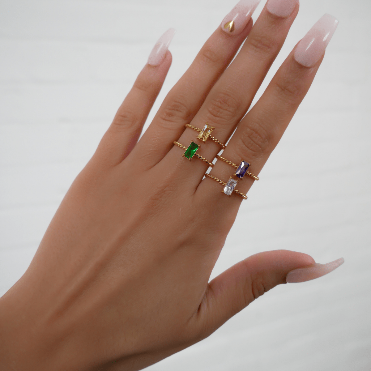 Selin Fine Twisted Gemstone Ring - ISMI JEWELS