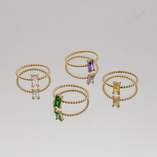 Selin Fine Twisted Gemstone Ring - ISMI JEWELS