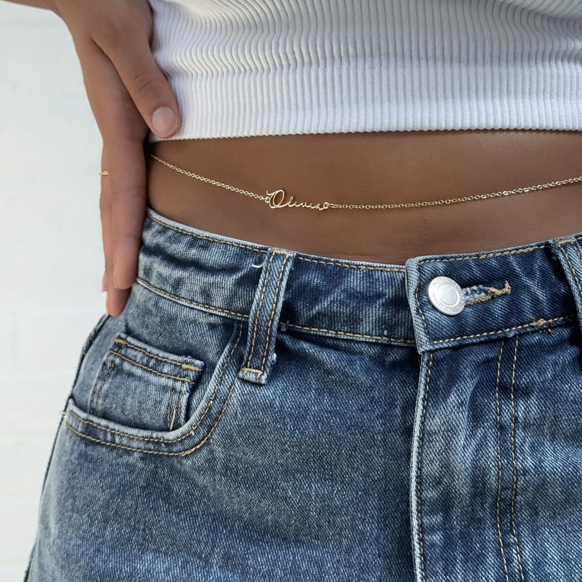Selina Custom Name Belly Chain - ISMI JEWELS
