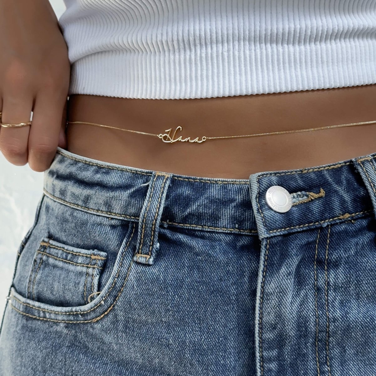 Selina Custom Name Belly Chain - ISMI JEWELS