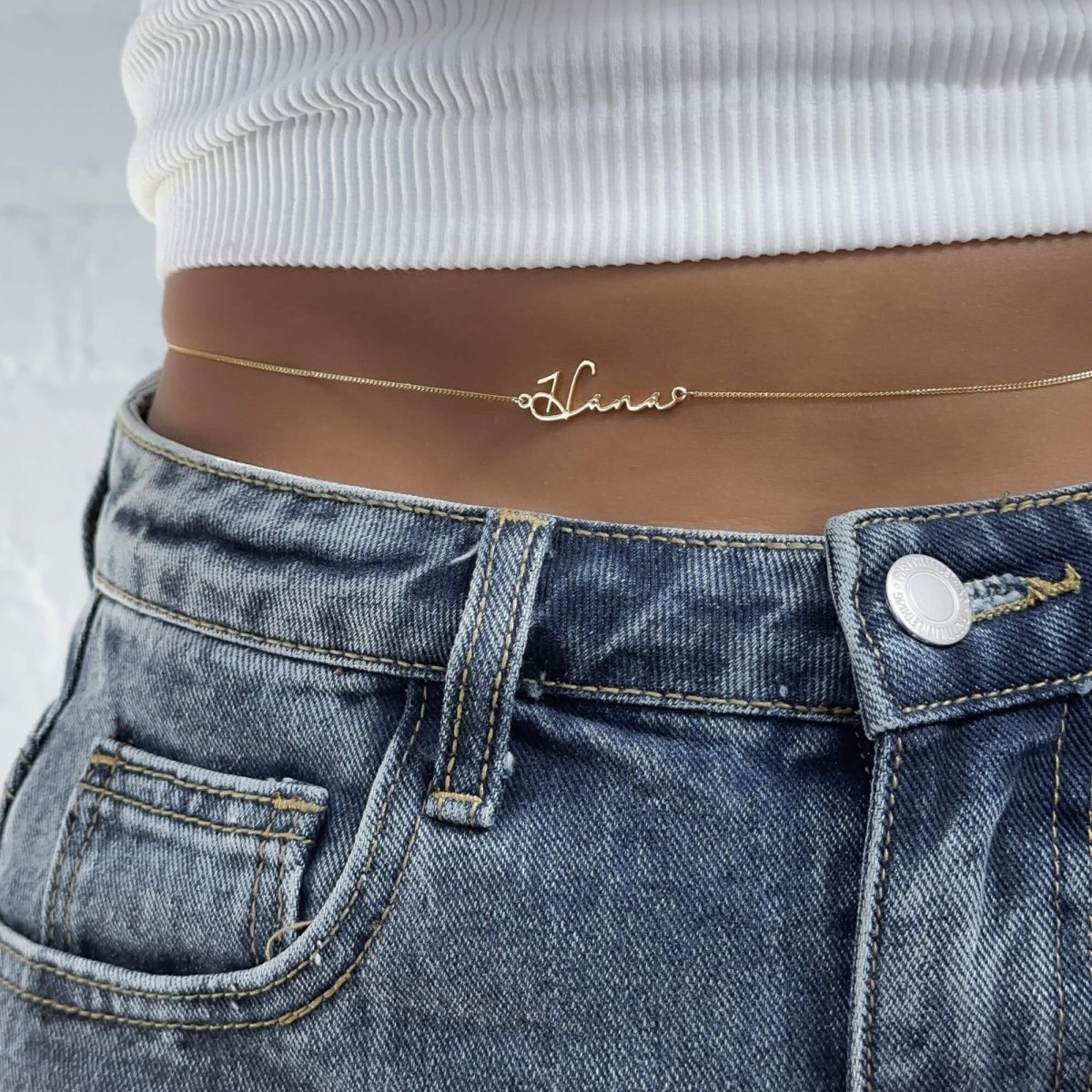 Selina Custom Name Belly Chain - ISMI JEWELS