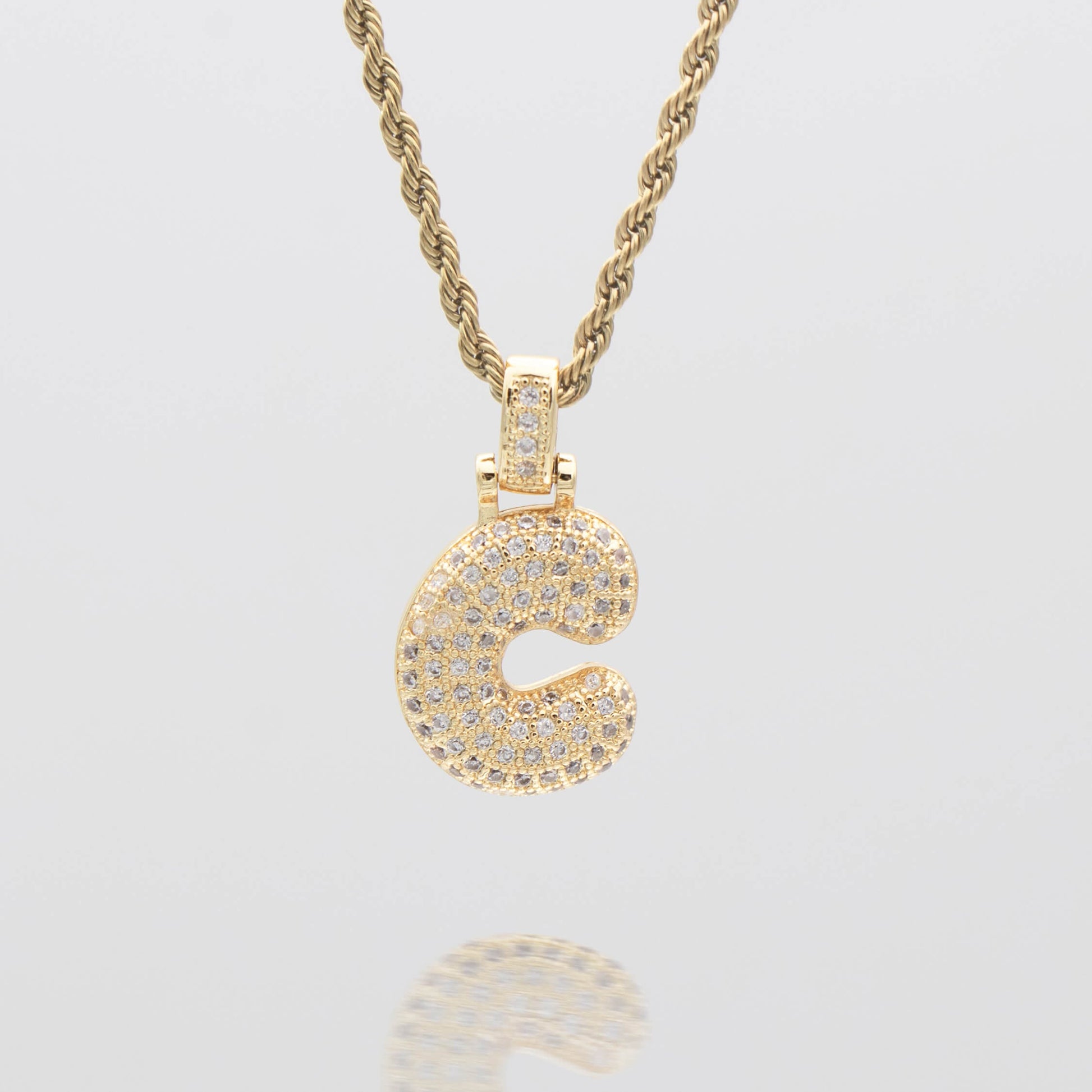 Pave Bubble Letter Initial Necklace - Image 11 - ISMI JEWELS