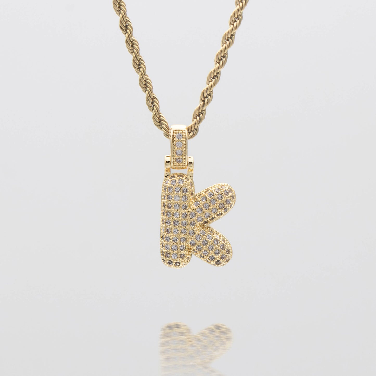 Pave Bubble Letter Initial Necklace - Image 19 - ISMI JEWELS