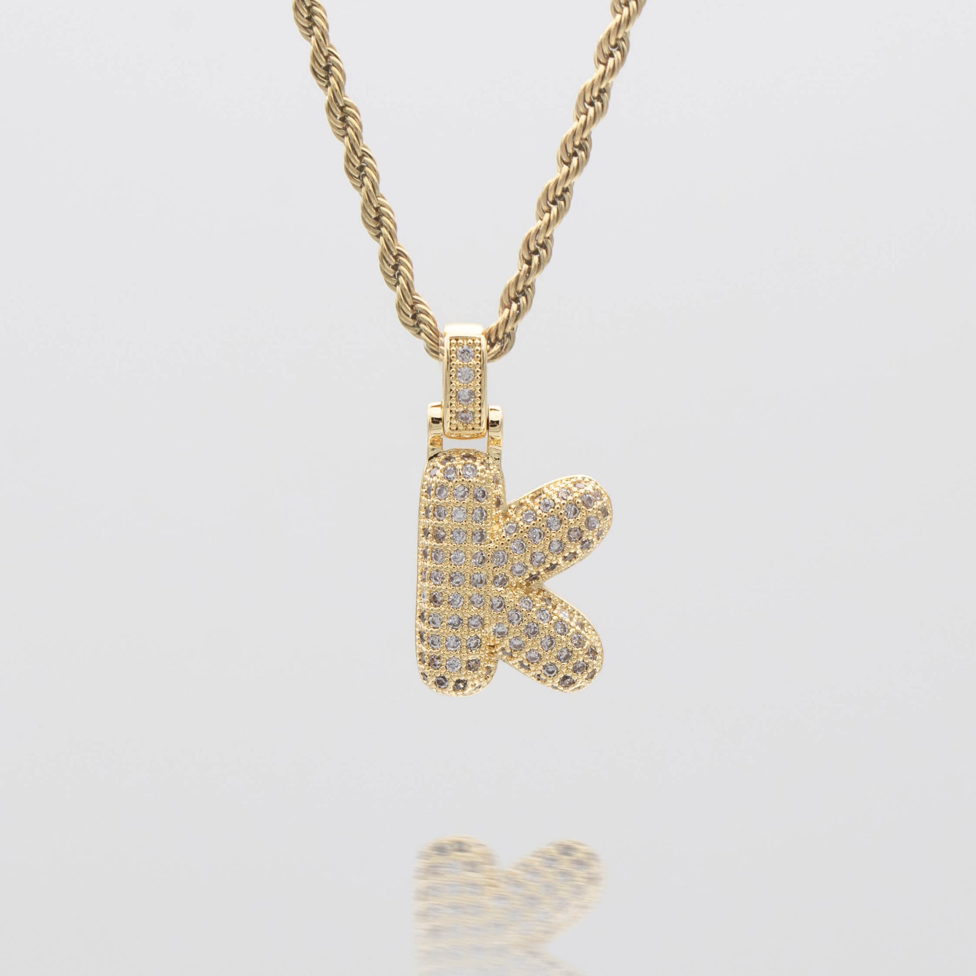 Pave Bubble Letter Initial Necklace - Image 19 - ISMI JEWELS