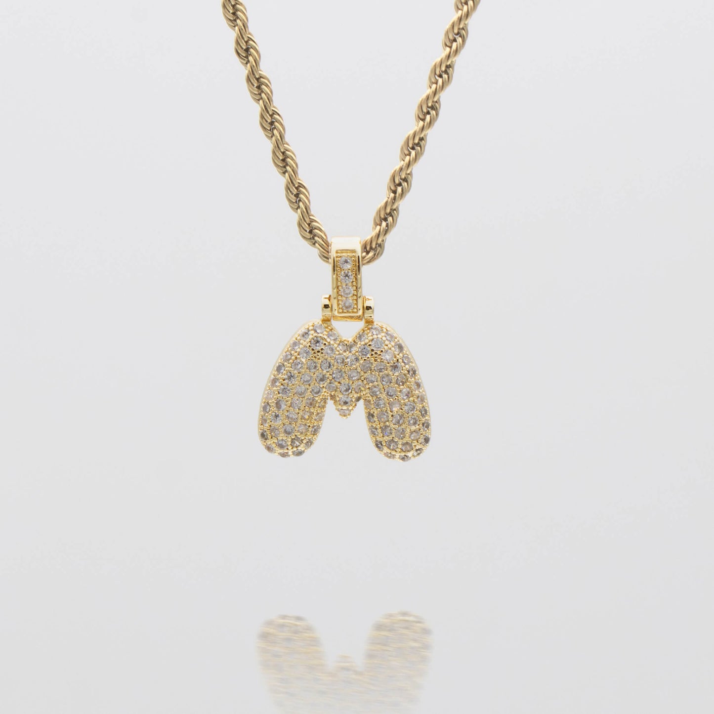 Pave Bubble Letter Initial Necklace - Image 21 - ISMI JEWELS