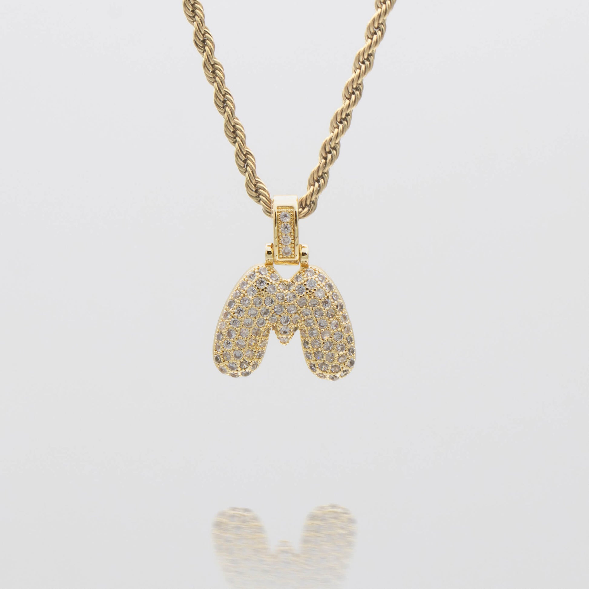 Pave Bubble Letter Initial Necklace - Image 21 - ISMI JEWELS