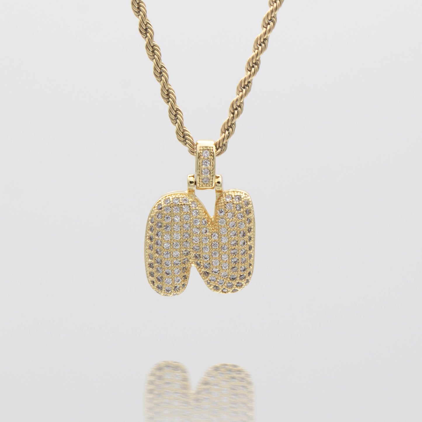 Pave Bubble Letter Initial Necklace - Image 22 - ISMI JEWELS
