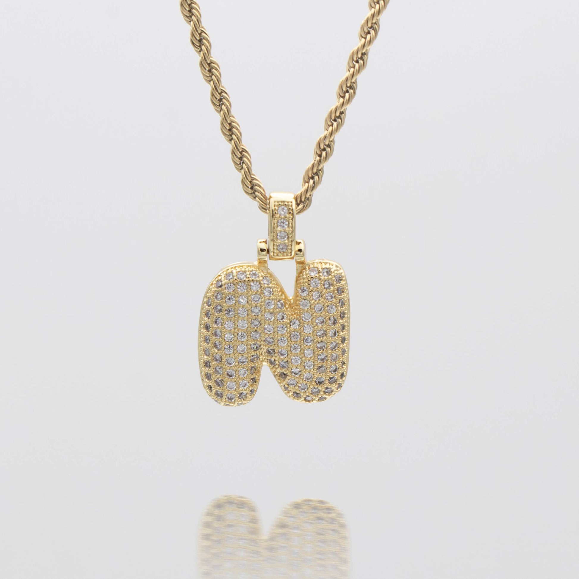 Pave Bubble Letter Initial Necklace - Image 22 - ISMI JEWELS