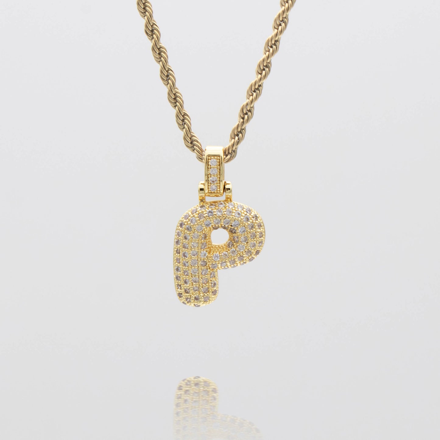 Pave Bubble Letter Initial Necklace - Image 24 - ISMI JEWELS