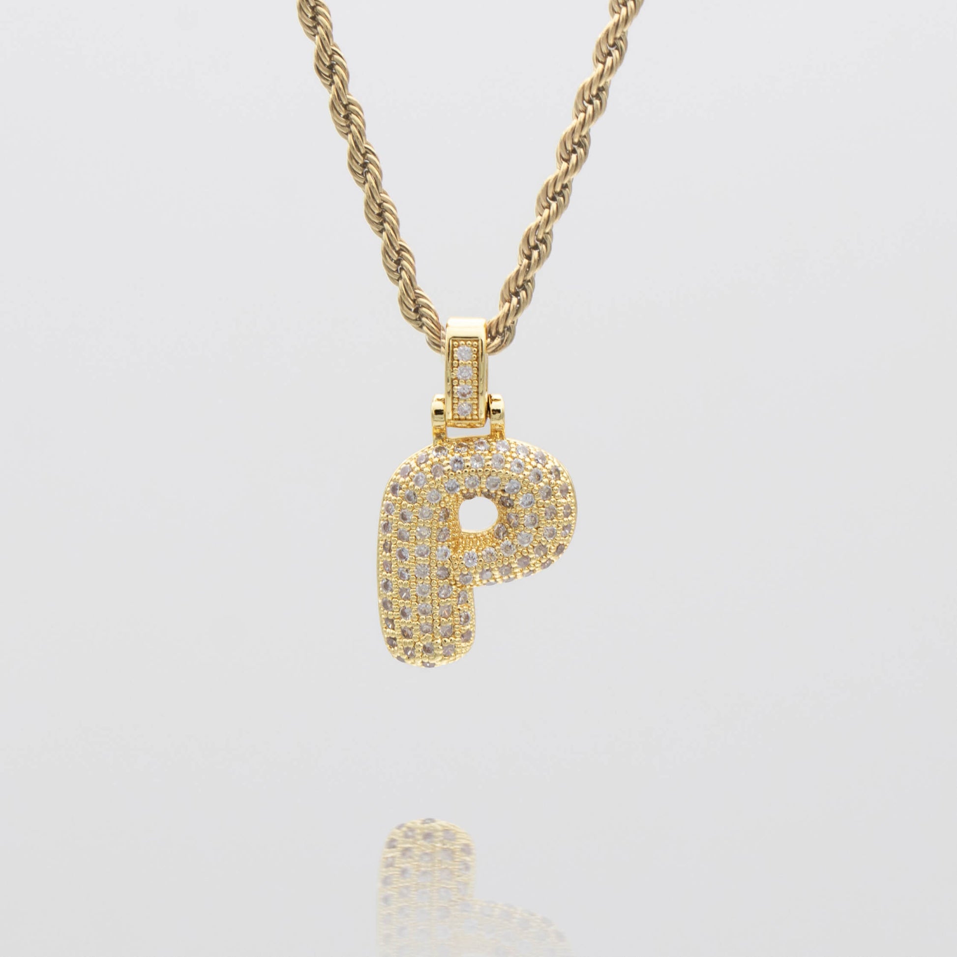 Pave Bubble Letter Initial Necklace - Image 24 - ISMI JEWELS