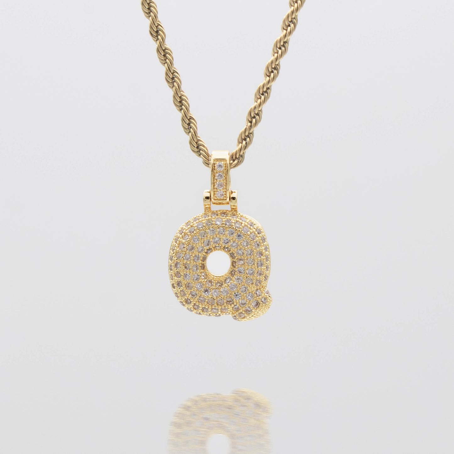 Pave Bubble Letter Initial Necklace - Image 25 - ISMI JEWELS