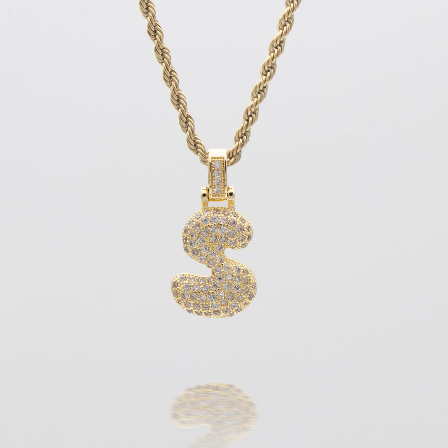 Pave Bubble Letter Initial Necklace - Image 27 - ISMI JEWELS