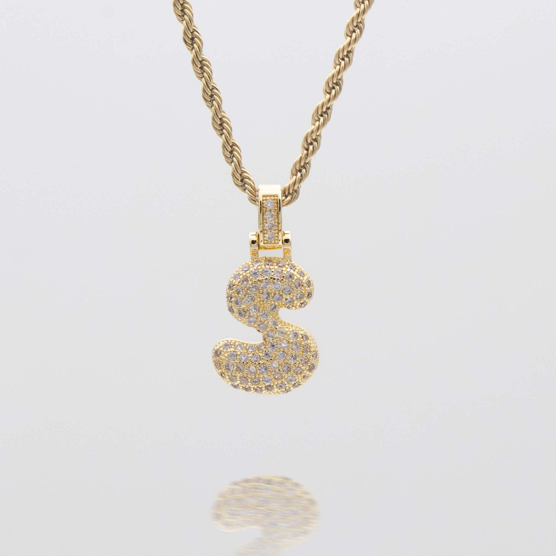 Pave Bubble Letter Initial Necklace - Image 27 - ISMI JEWELS