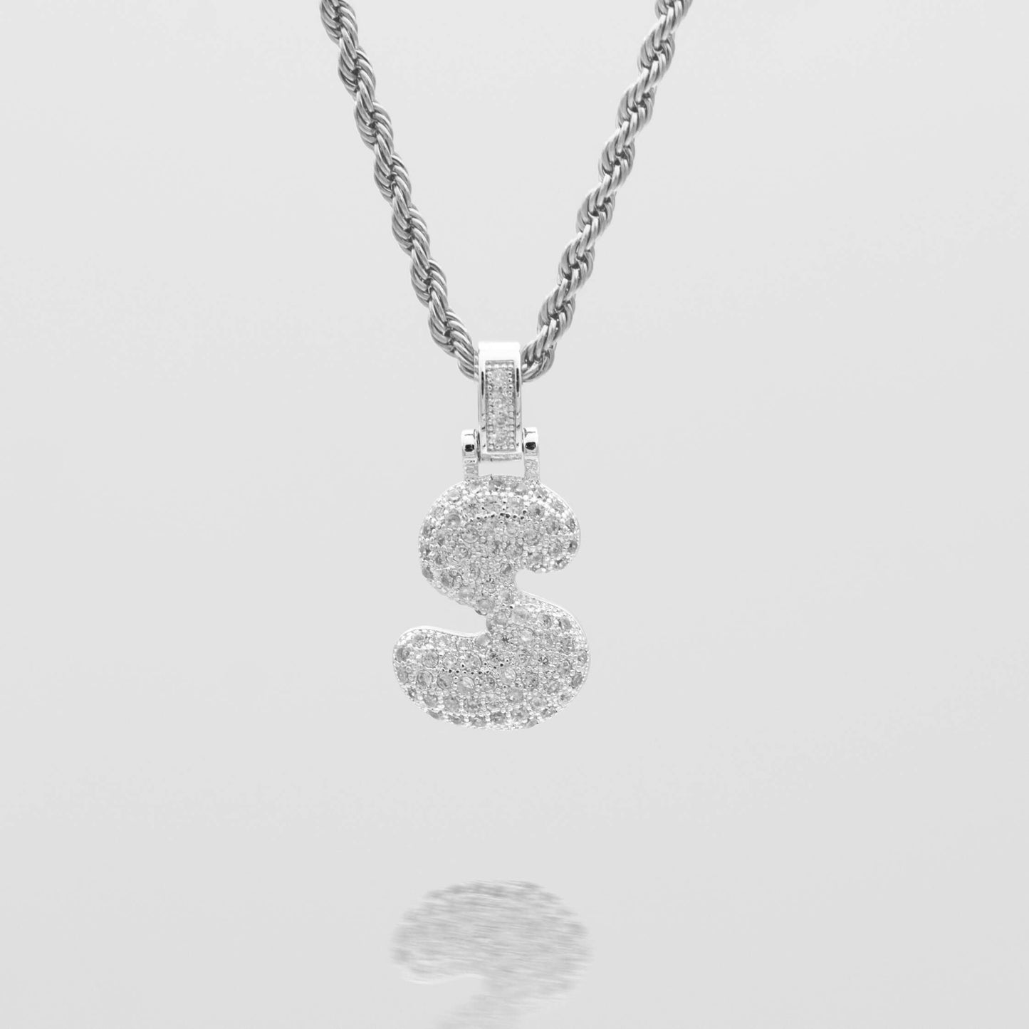 Pave Bubble Letter Initial Necklace - Image 53 - ISMI JEWELS