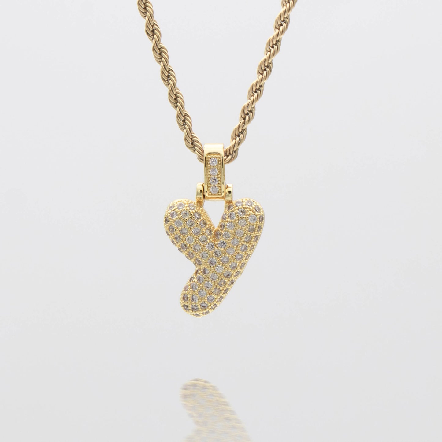 Pave Bubble Letter Initial Necklace - Image 33 - ISMI JEWELS