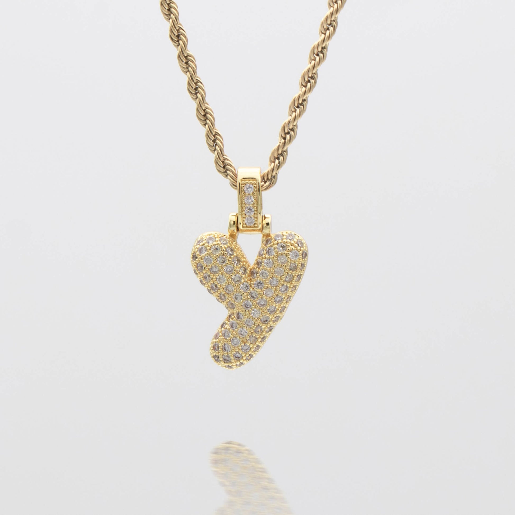 Pave Bubble Letter Initial Necklace - Image 33 - ISMI JEWELS
