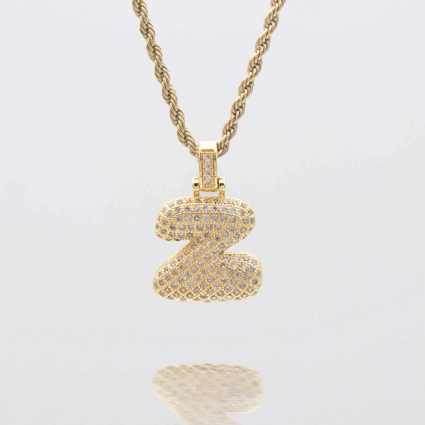 Pave Bubble Letter Initial Necklace - Image 34 - ISMI JEWELS