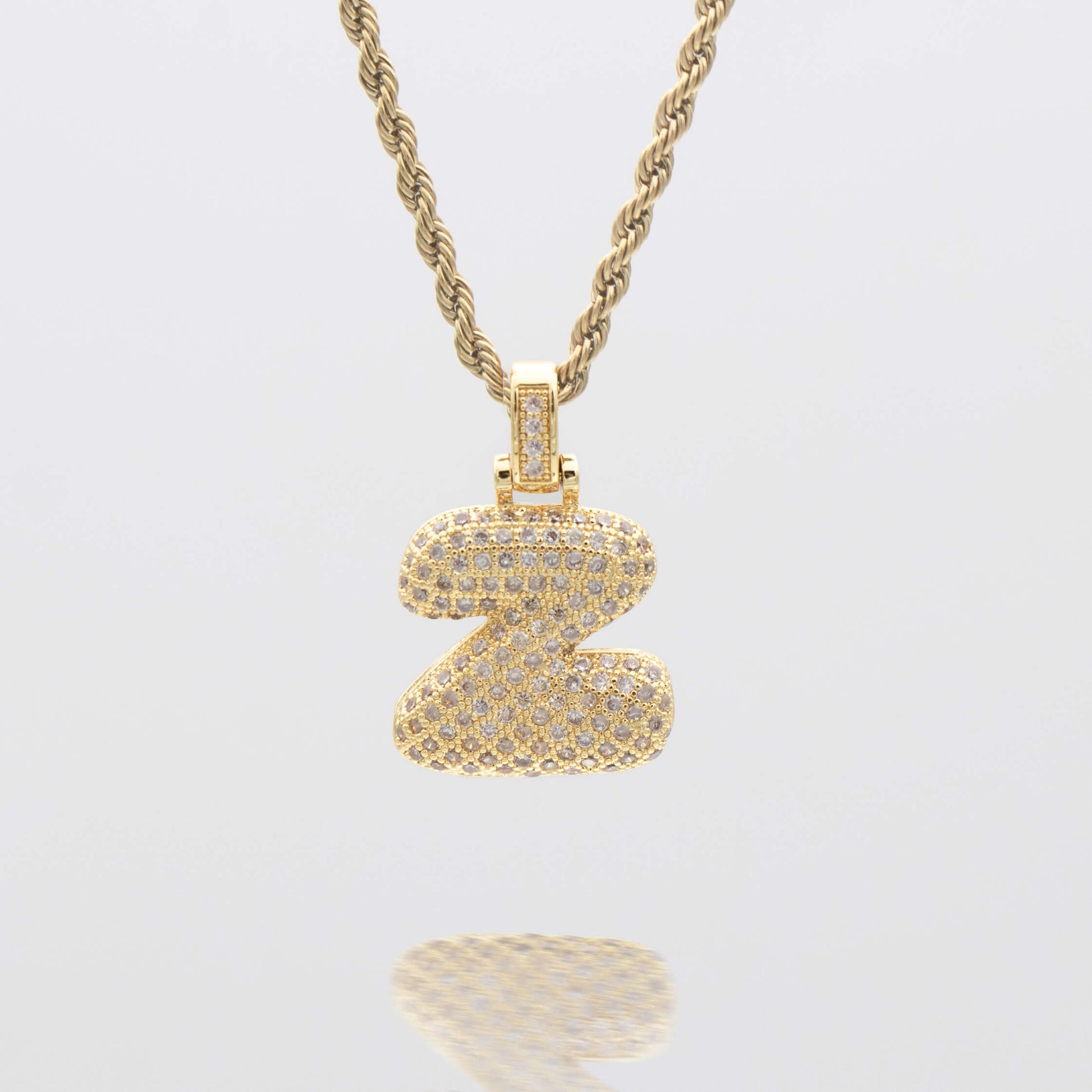 Pave Bubble Letter Initial Necklace - Image 34 - ISMI JEWELS