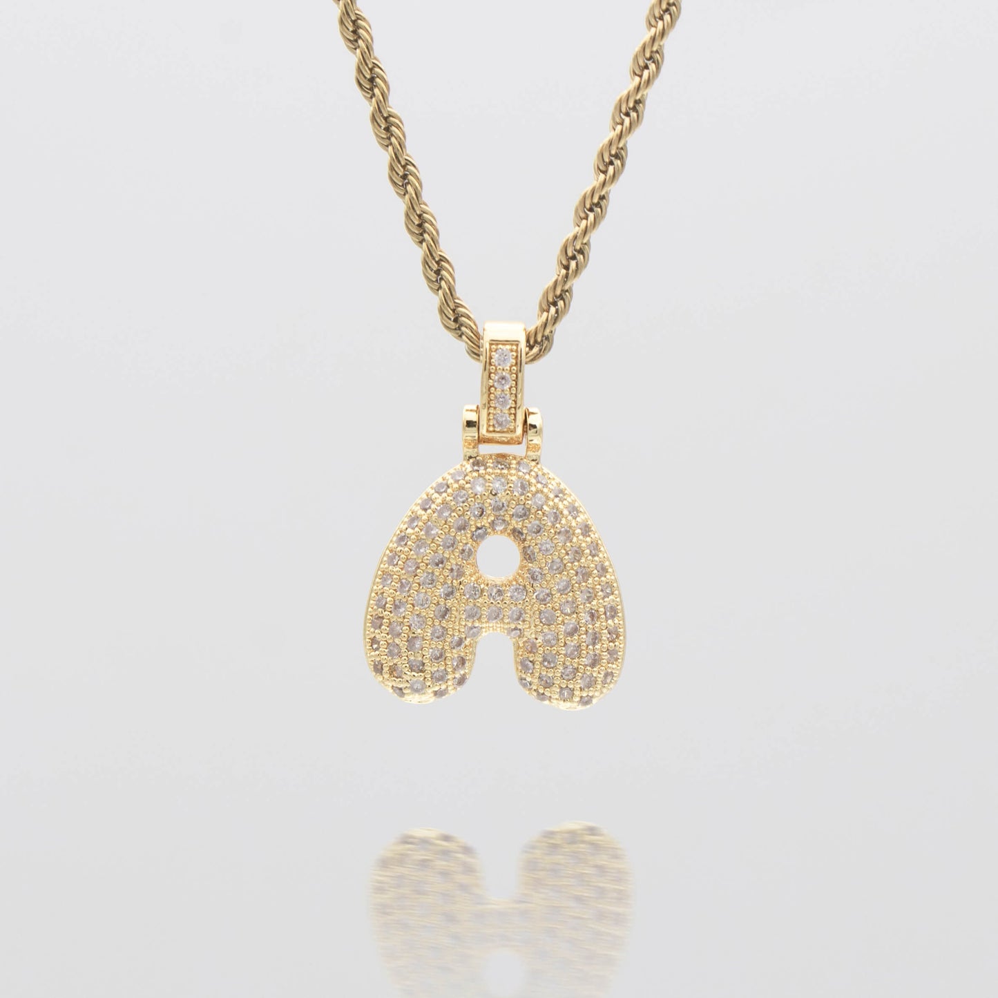 Pave Bubble Letter Initial Necklace - Image 1 - ISMI JEWELS