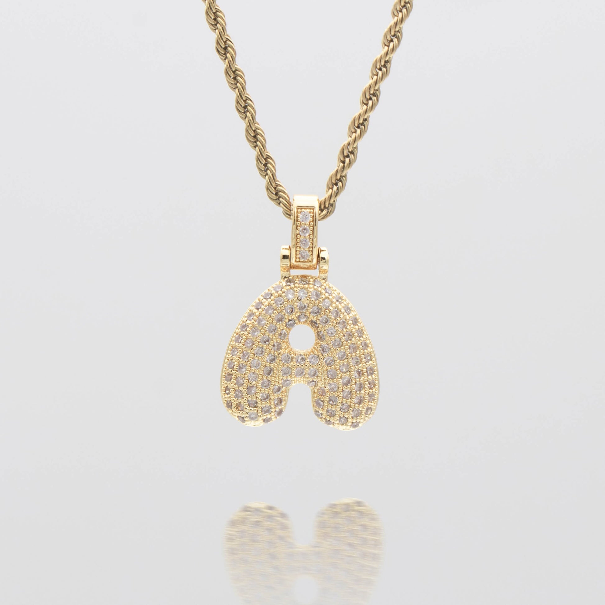 Pave Bubble Letter Initial Necklace - Image 1 - ISMI JEWELS