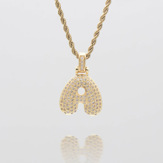 Pave Bubble Letter Initial Necklace - Image 1 - ISMI JEWELS