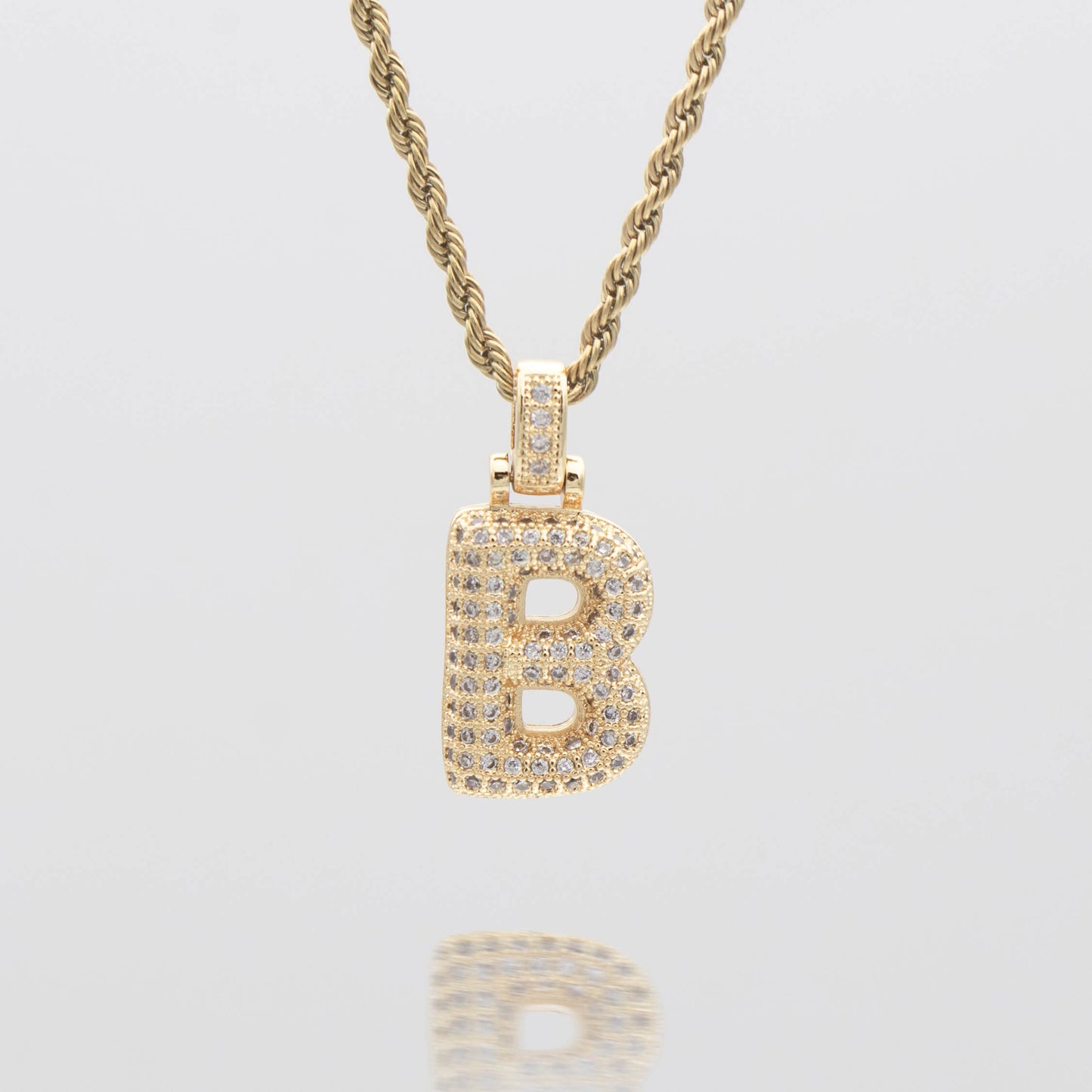 Pave Bubble Letter Initial Necklace - Image 10 - ISMI JEWELS