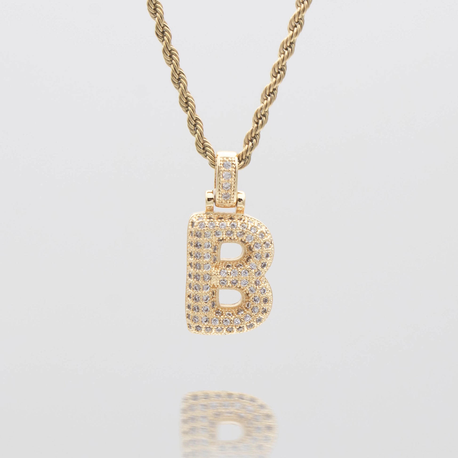 Pave Bubble Letter Initial Necklace - Image 10 - ISMI JEWELS