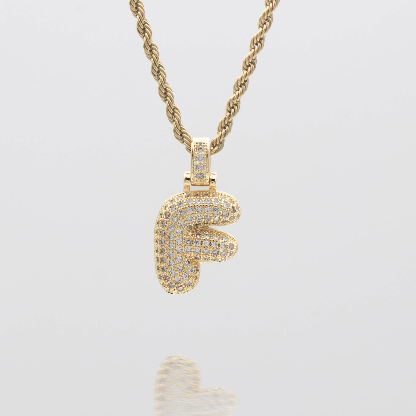 Pave Bubble Letter Initial Necklace - Image 14 - ISMI JEWELS