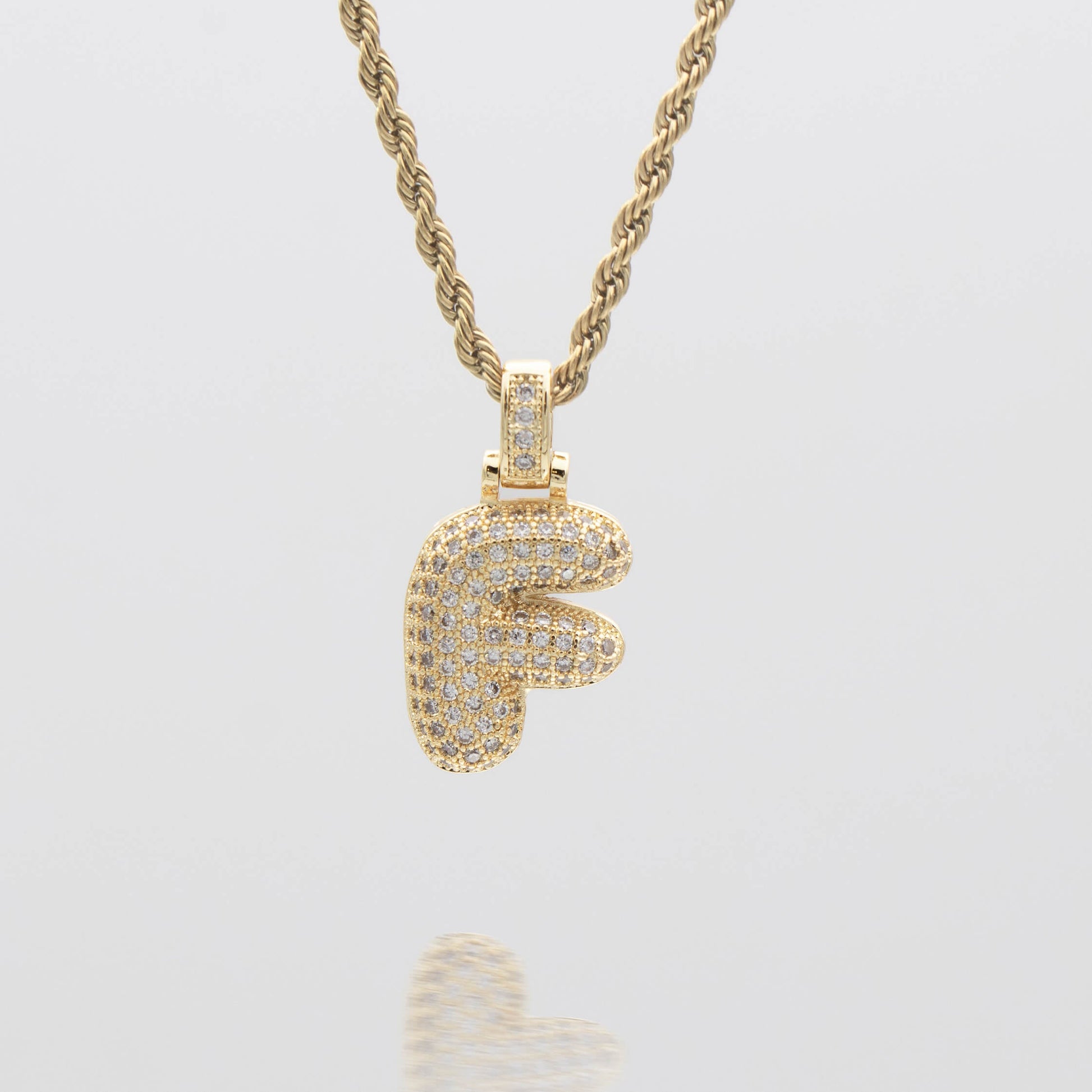 Pave Bubble Letter Initial Necklace - Image 14 - ISMI JEWELS