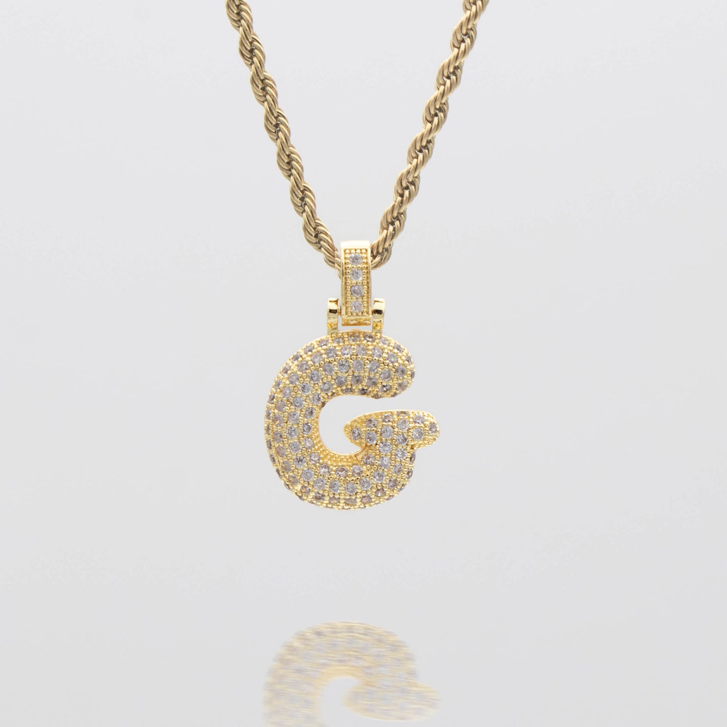 Pave Bubble Letter Initial Necklace - Image 15 - ISMI JEWELS