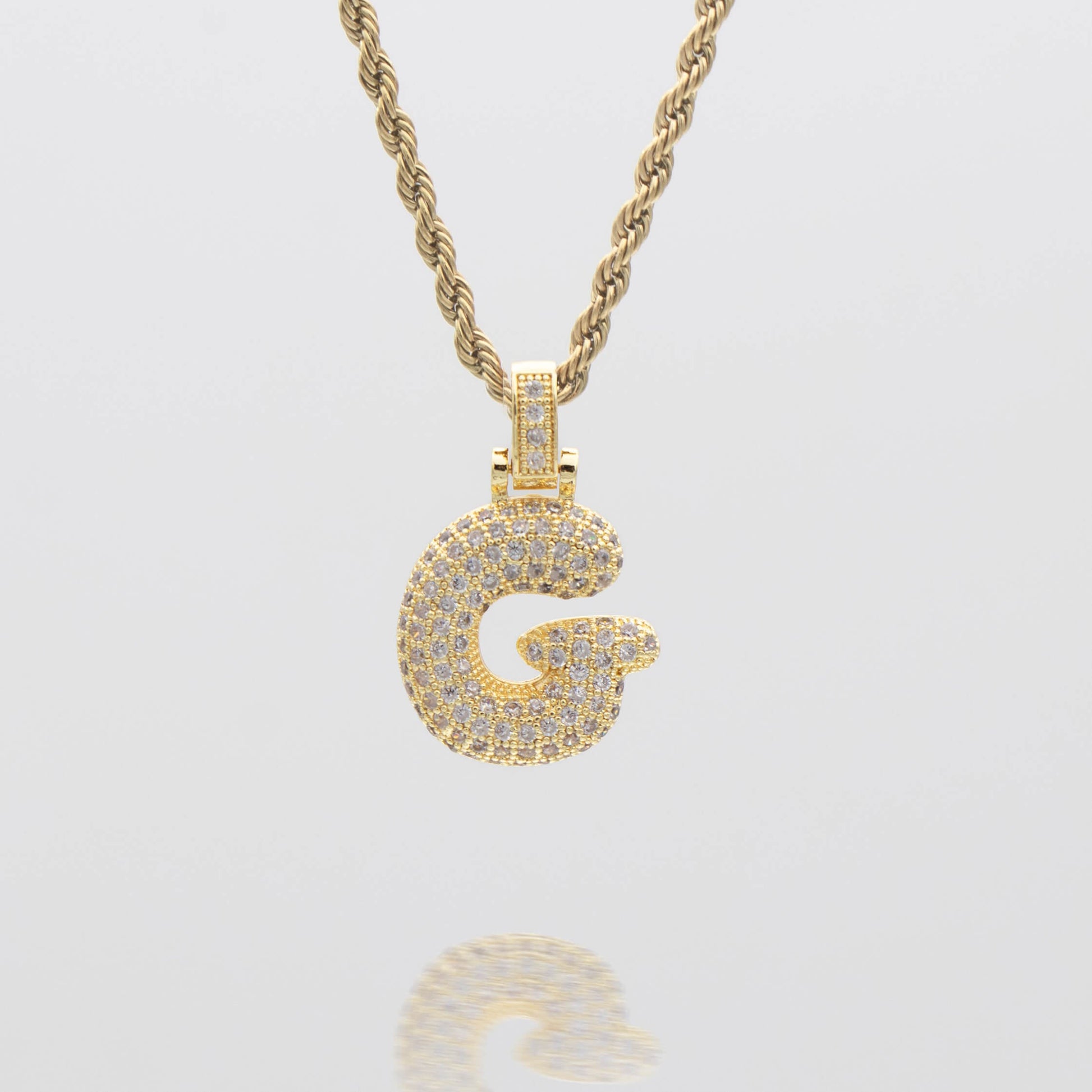 Pave Bubble Letter Initial Necklace - Image 15 - ISMI JEWELS