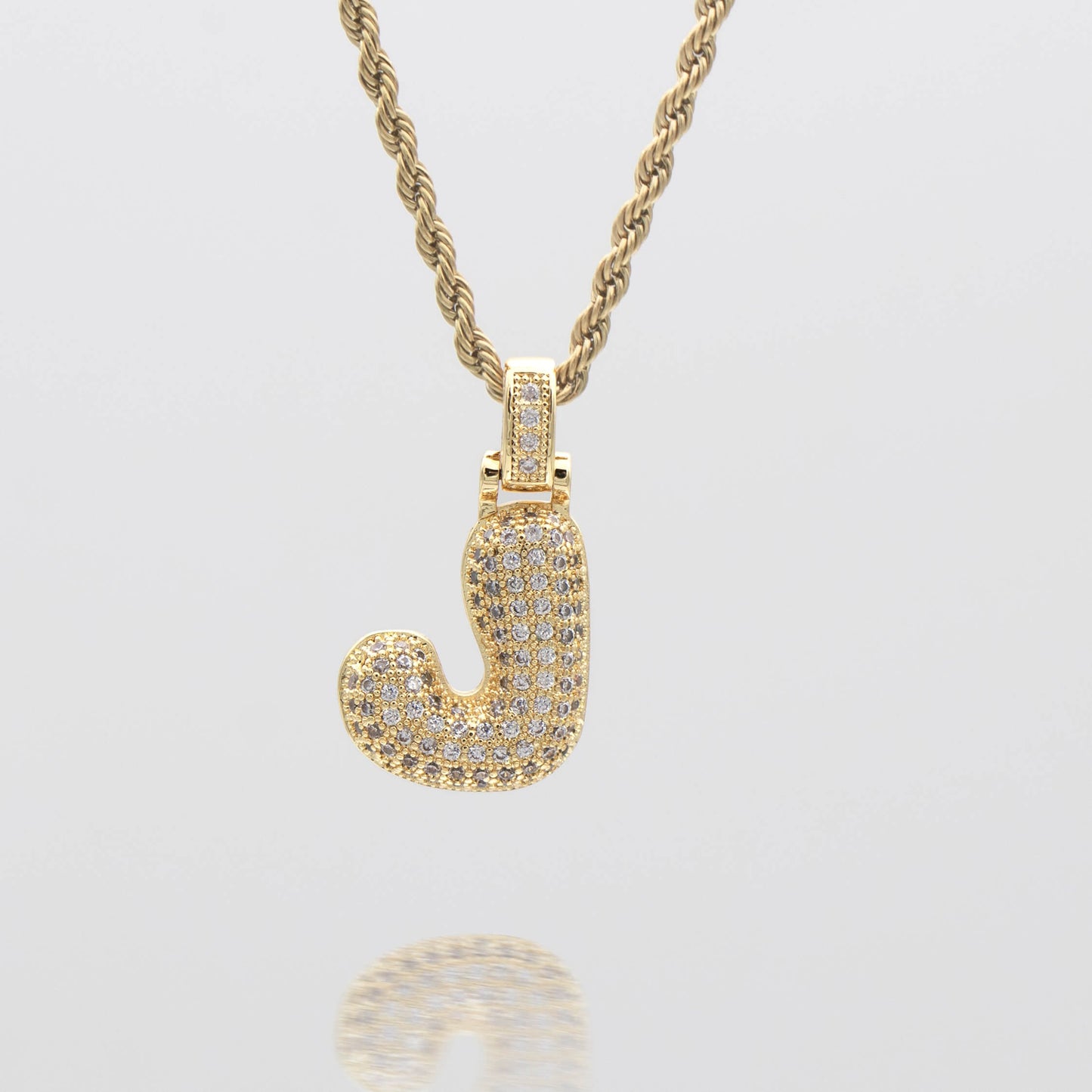Pave Bubble Letter Initial Necklace - Image 18 - ISMI JEWELS