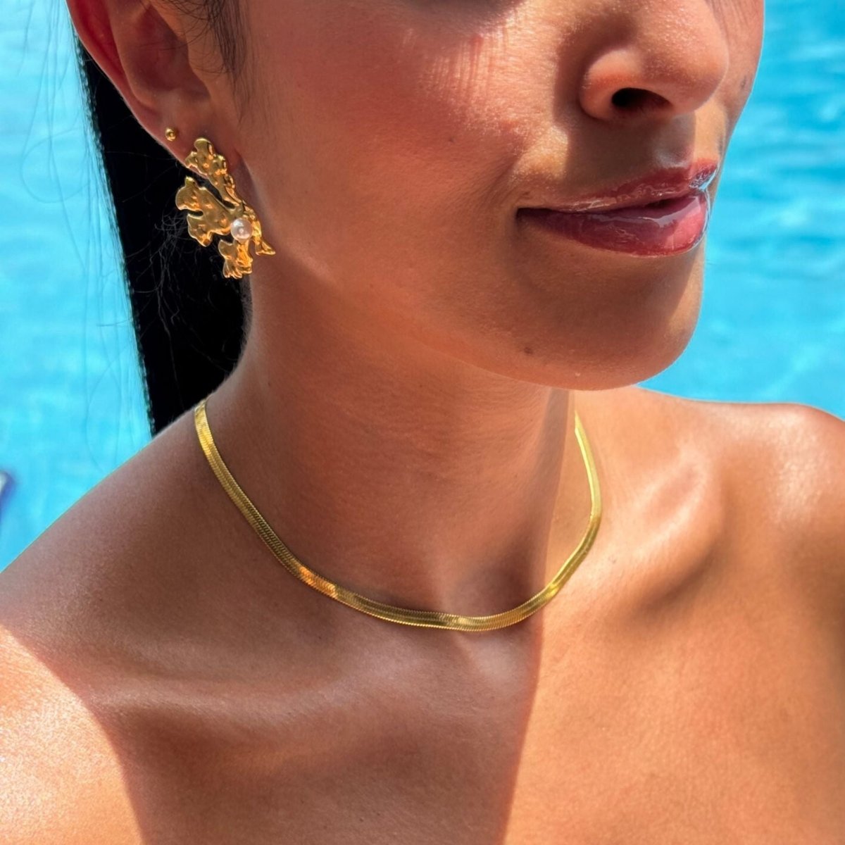 Zeina Pearl Coral Earrings - ISMI JEWELS