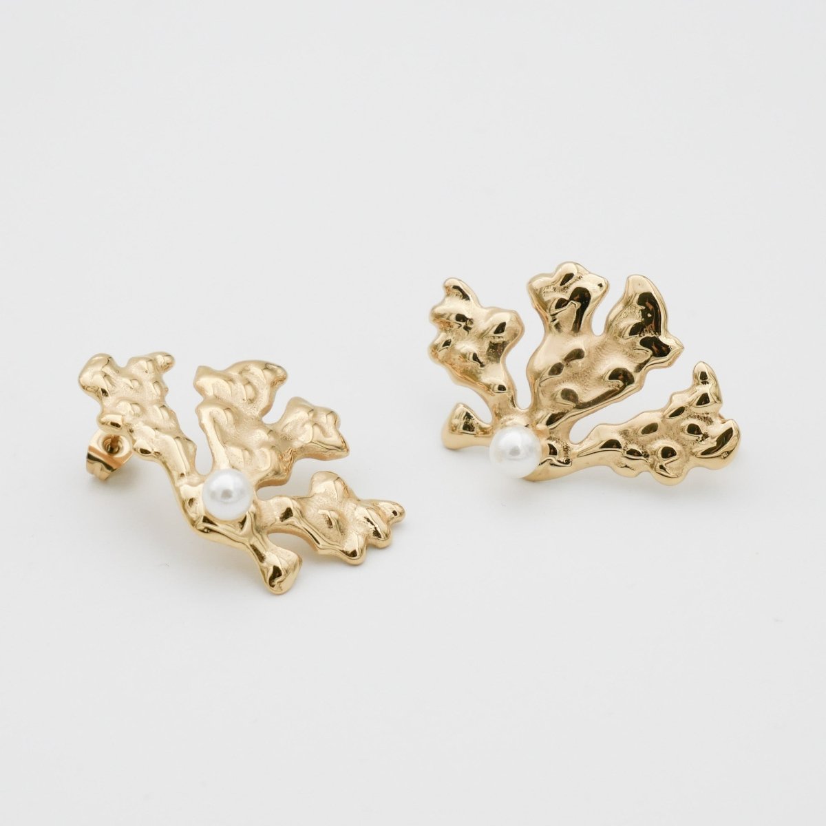 Zeina Pearl Coral Earrings - ISMI JEWELS