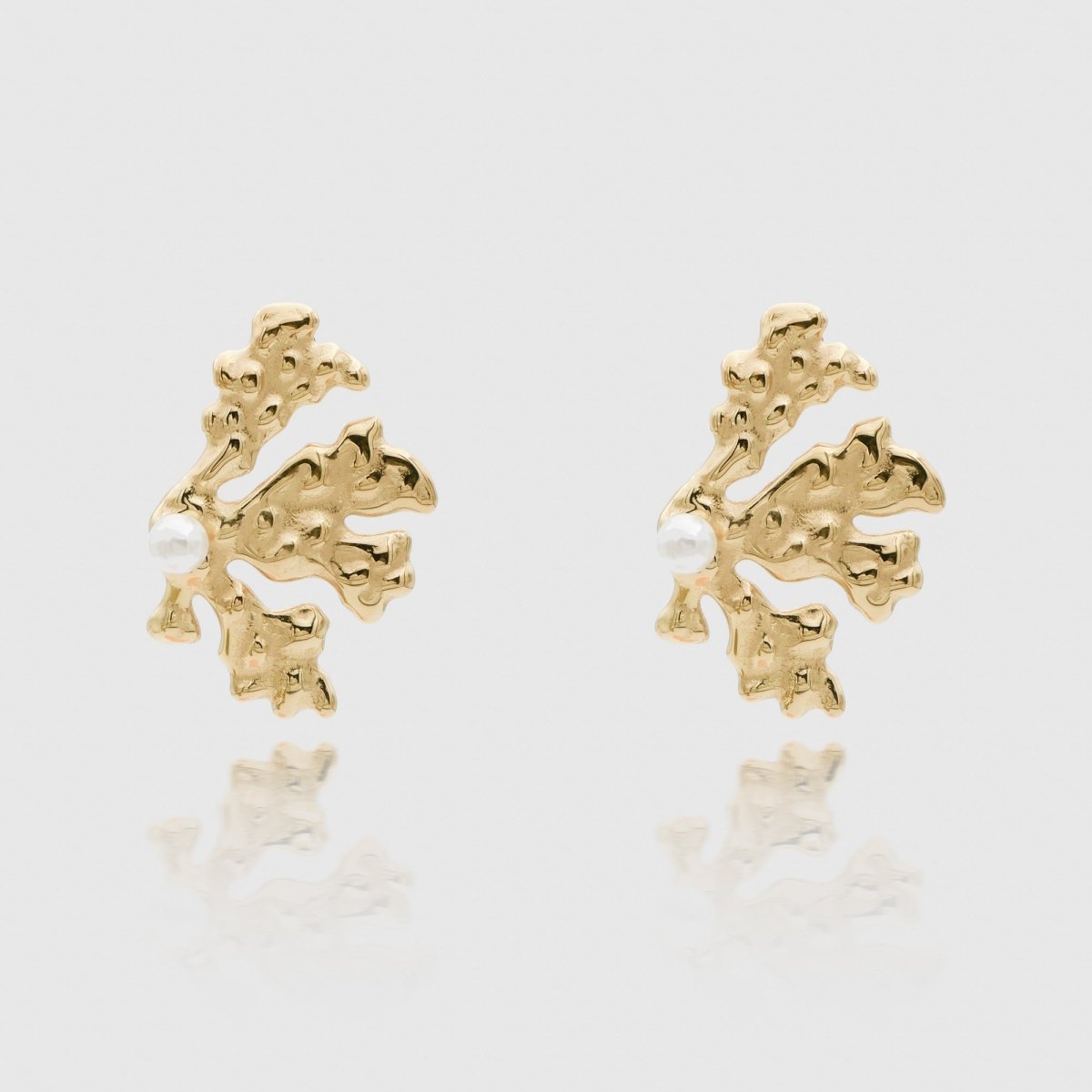 Zeina Pearl Coral Earrings - ISMI JEWELS