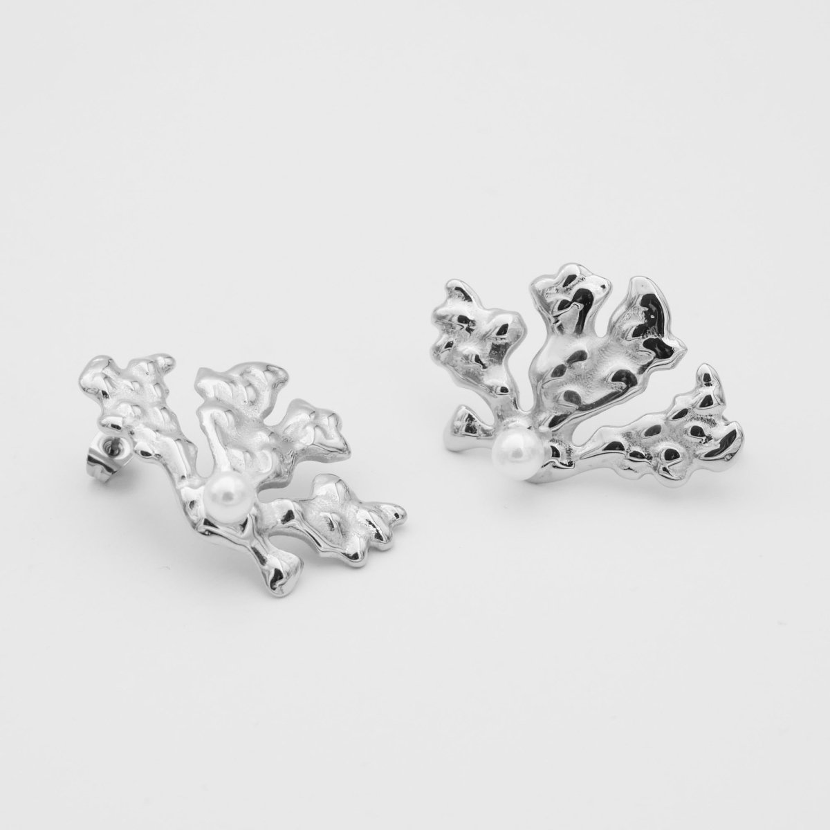 Zeina Pearl Coral Earrings - ISMI JEWELS